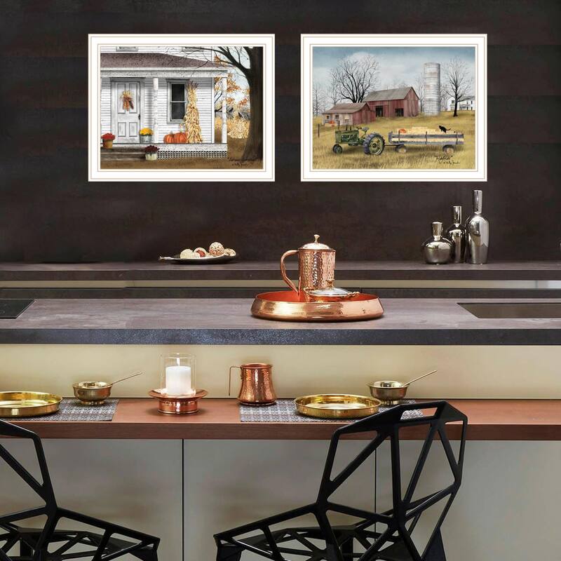 2-Piece Framed Wall Art Set - Autumn Greetings, White Frame