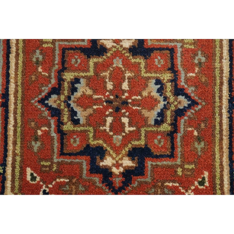 Hand Knotted Oriental 100% Wool Carpet Traditional Medallion Oranges & Rust Heriz (serapi) Area Rug - 3' 0'' X 2' 0''