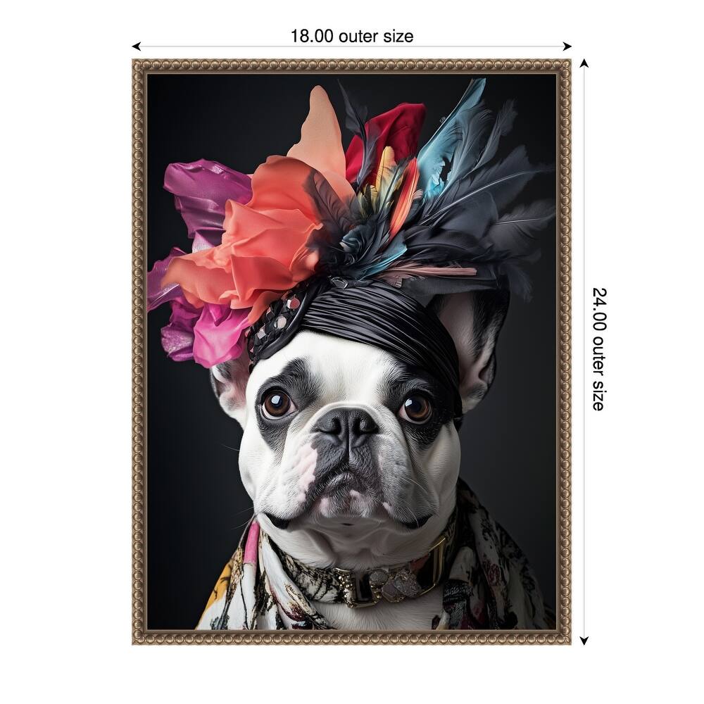 The Regal French Bulldog by Mowzu Framed Canvas Wall Art