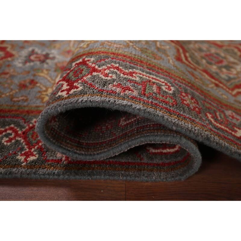 Gray Geometric Kazak Oriental Runner Rug Handmade Wool Carpet - 2'6"x 7'11"