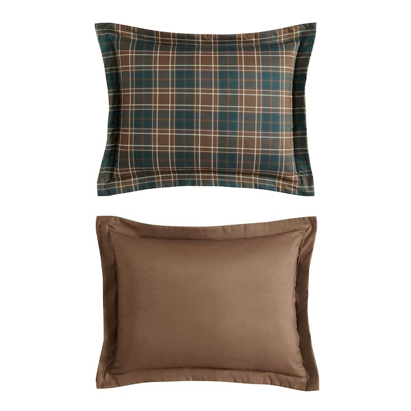 Eddie Bauer Huntley Plaid Reversible Brown Comforter Set