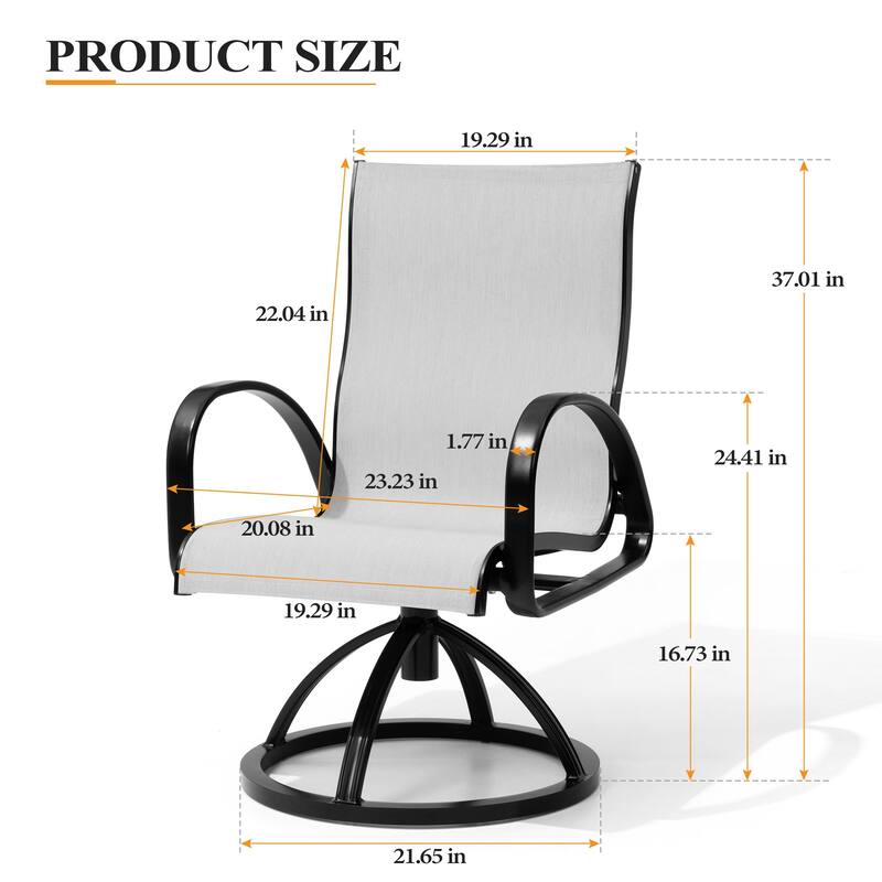 Outdoor Patio Swivel Aluminum Dining Chairs Sunbrella Fabric