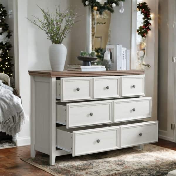 Modern 7-Drawer Dresser, Chest of Drawers with Anti-Tipping Device, Beige Storage Cabinet for Living Room or Bedroom - Bed Bath & Beyond - 42329816 Modern 7-Drawer Dresser, Chest of Drawers with Anti-Tipping Device, Beige Storage Cabinet for Living Room or Bedroom - Bed Bath & Beyond - 42329816