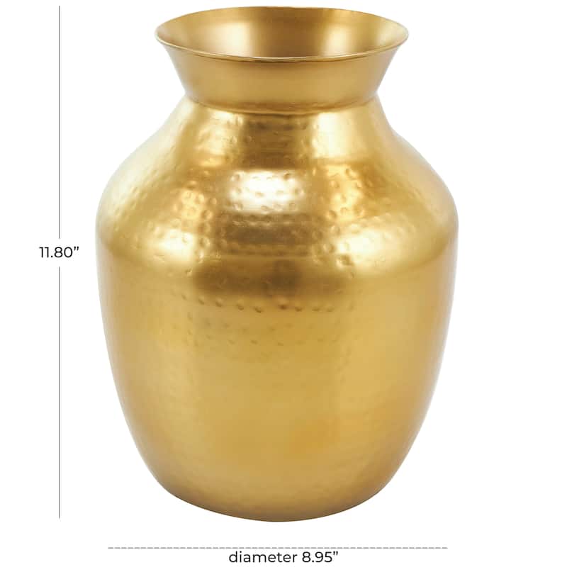 Gold Metal Hammered Spotted Decorative Vase