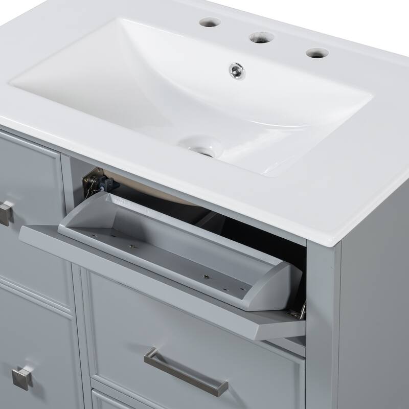 30 " bathroom vanity with ceramic sink with 4 drawers