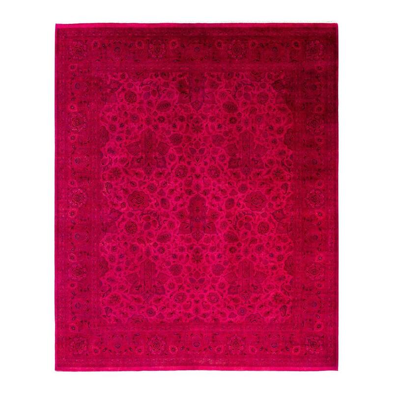 Overton Hand Knotted Wool Vintage Inspired Modern Contemporary Overdyed Pink Area Rug - 8' 2" x 9' 10"