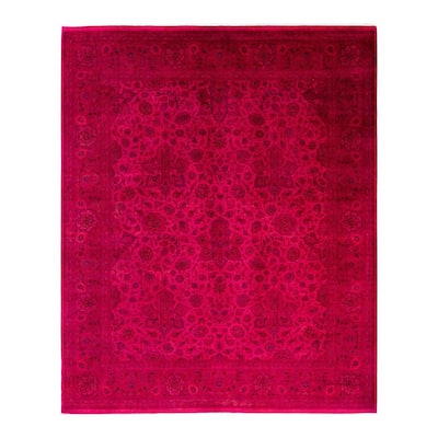 Overton Hand Knotted Wool Vintage Inspired Modern Contemporary Overdyed Pink Area Rug - 8' 2" x 9' 10"