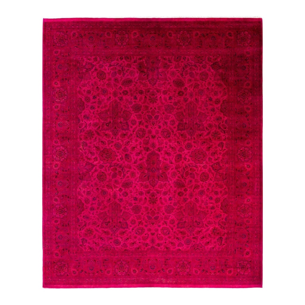 Overton Hand Knotted Wool Vintage Inspired Modern Contemporary Overdyed Pink Area Rug - 8' 2" x 9' 10"