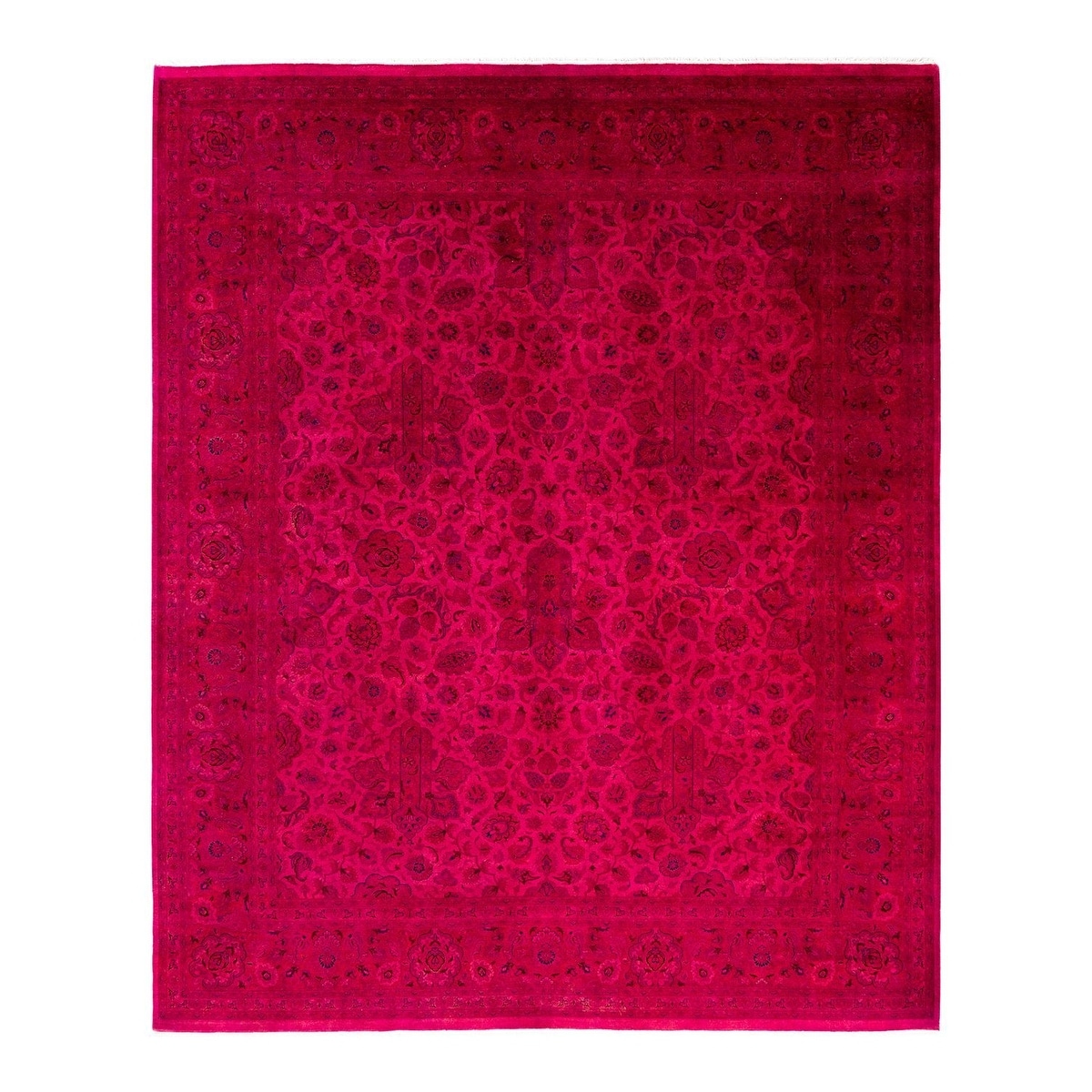 Overton Hand Knotted Wool Vintage Inspired Modern Contemporary Overdyed Pink Area Rug - 8' 2" x 9' 10"