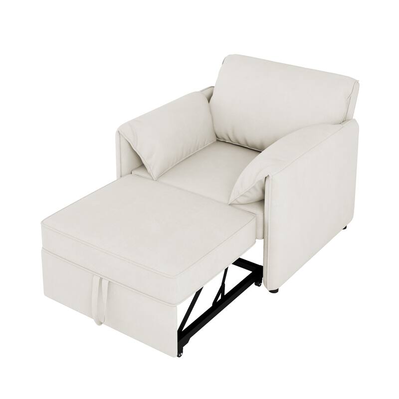 Roomfitters Convertible Sofa Bed, 3 in 1 Sleeper Chair with Adjustable Backrest and Thick Cushions, Linen Frame