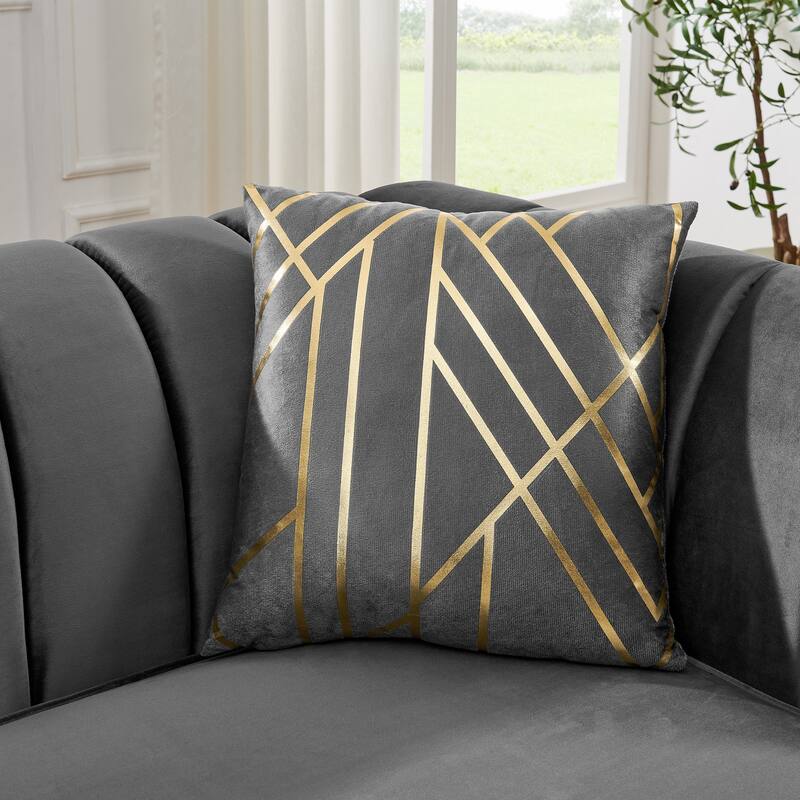 Velvet Chesterfield 3 Seater Sofa, Button Tufted Upholstered Sofa, Lounge Sofa with Stainless Steel Accents & Metal Legs