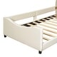 preview thumbnail 9 of 8, Beige Upholstered Daybed with Rabbit Ear Shaped Headboard, Footboard and L-shape Guardrail Frame Platform Sofa Bed, Twin Size