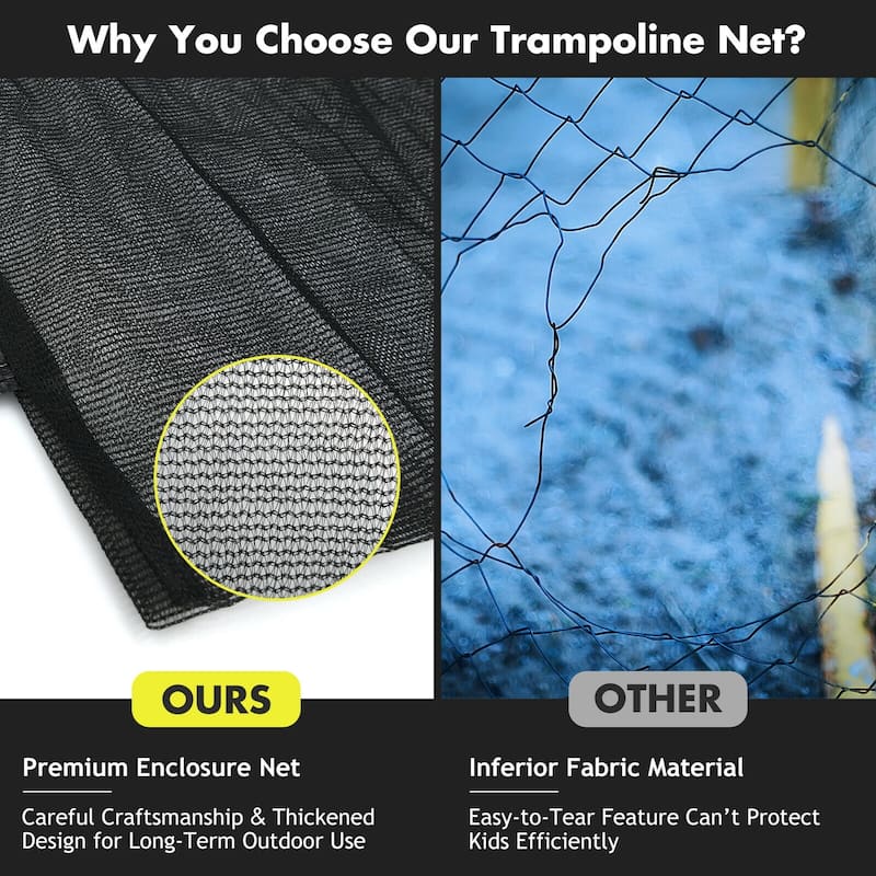 Black Trampoline Safety Replacement Protection Enclosure Net (Trampoline not included)