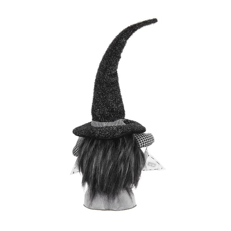 6x4x20" Fabric Black Gnome with 'Boo' Banner, for Halloween Decor