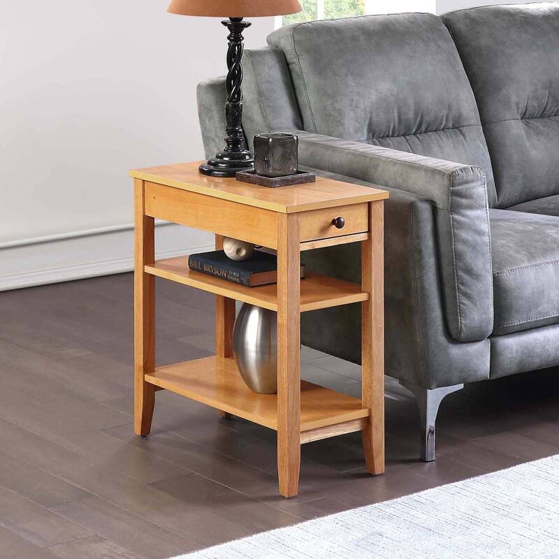 End Table with Drawer and Multiple Shelves, Sleek Transitional Side Table for Storage, Magazines, and Decorative Displays - 23.5