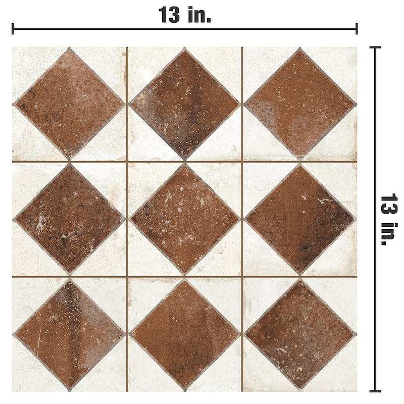 Merola Tile Kings Arles Brown 13" x 13" Ceramic Floor and Wall Tile