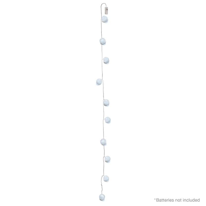 Woven Cotton Ball Globe LED String Light Fairy Lights Battery Operated 84in - 84" L x 2.5" W x 2.5" DP
