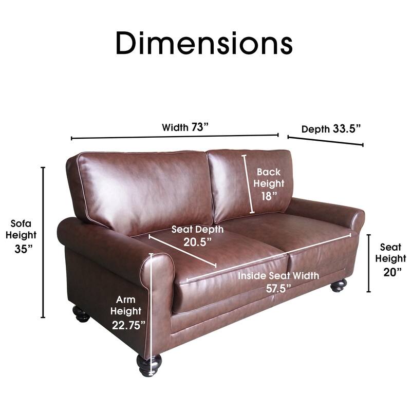 Serta Copenhagen 73" Sofa Couch for Two People, Pillowed Back Cushions and Rounded Arms, Durable Modern Upholstered Fabric