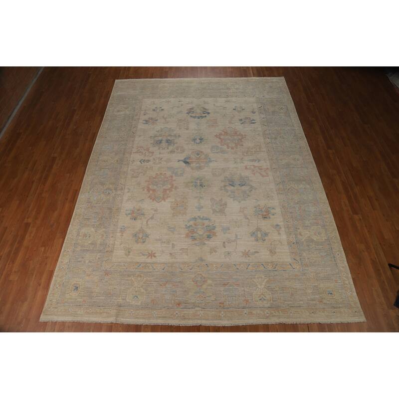 Vegetable Dye Oushak Turkish Rug Handmade Wool Carpet - 9'3"x 12'5"