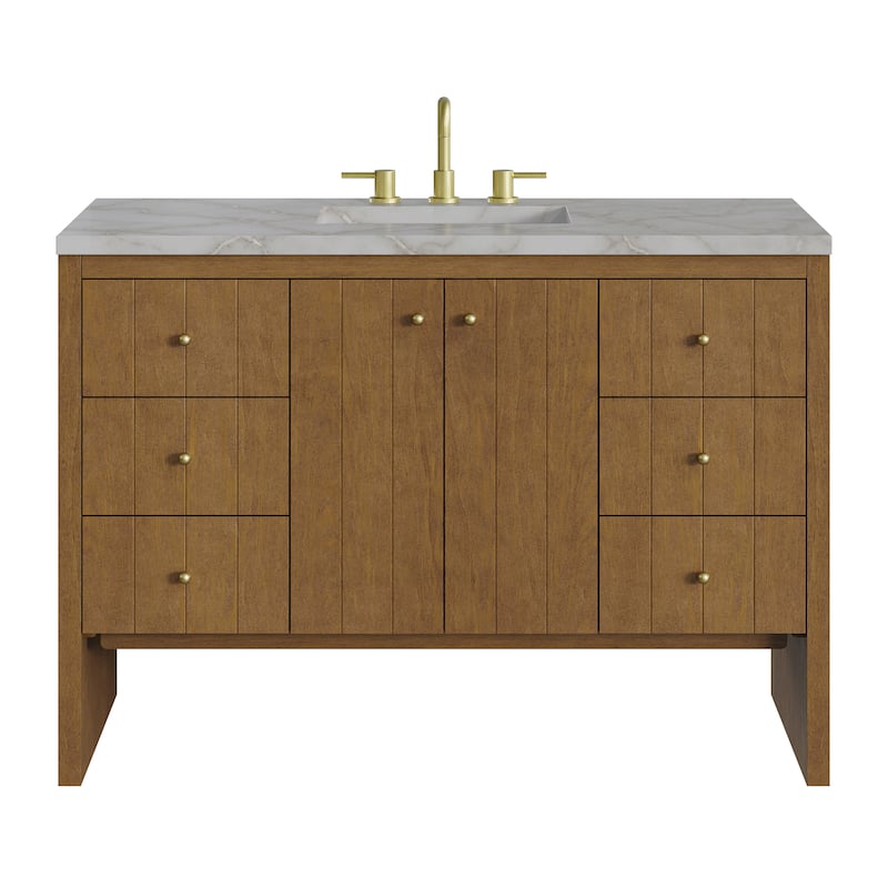 Hudson 48" Single Vanity, w/FreePower Wireless Charger - Honey Oak/Victorian