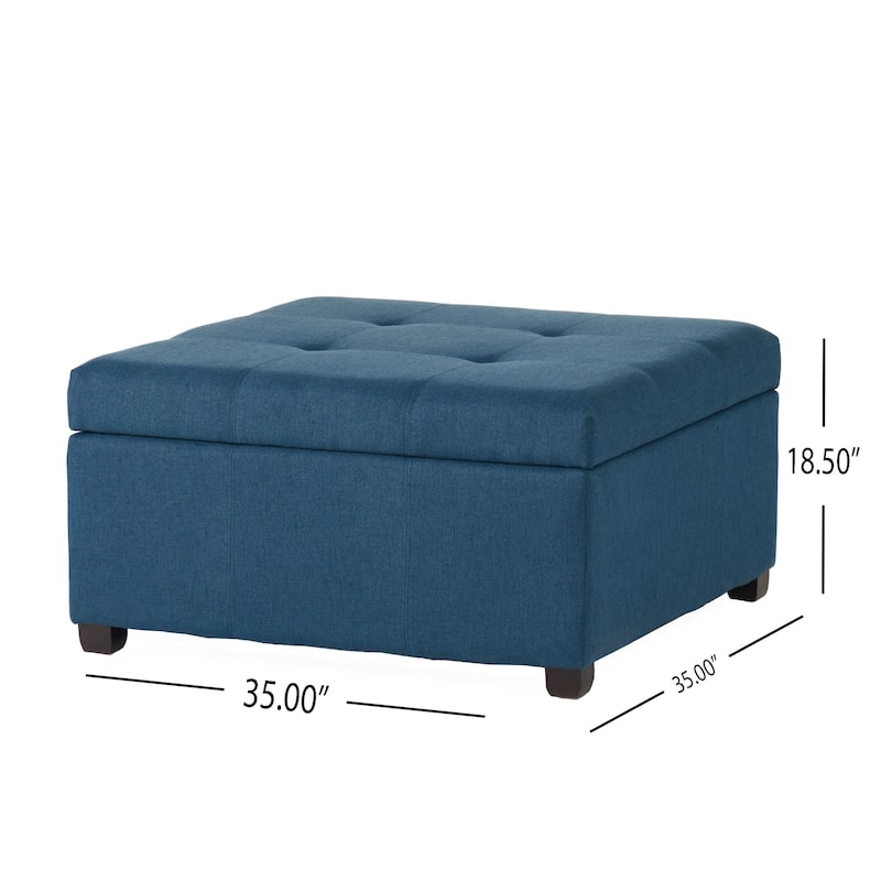 Roomfitters 35" Square Faux Leather Storage Ottoman with Lift-Top, Upholstered Footrest Bench for Living Room or Bedroom