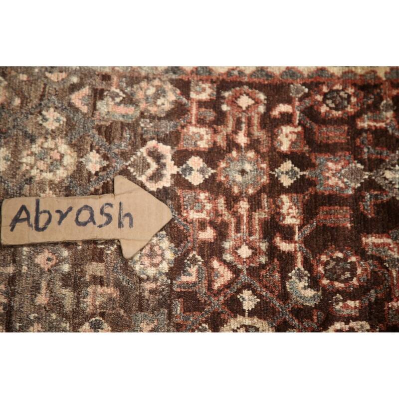 Hand Knotted Oriental 100% Wool Carpet Traditional Geometric Brown Malayer Runner Rug - 10' 2'' X 3' 3''