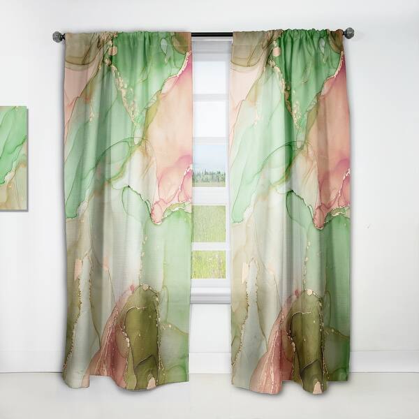 slide 1 of 7, Designart 'Geen Luxury Abstract Fluid Art' Modern Curtain Panels