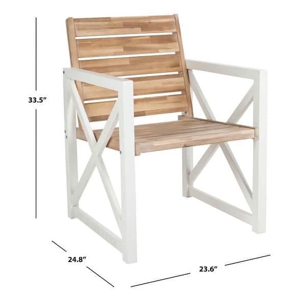 SAFAVIEH Irina White Frame/ Oak Seat Arm Chairs (Set of 2)
