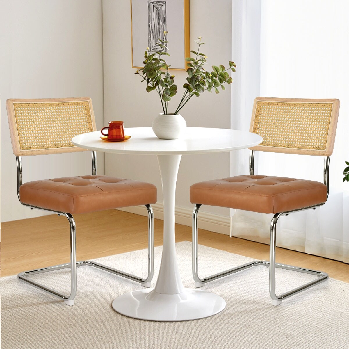 Leather and rattan chairs sales
