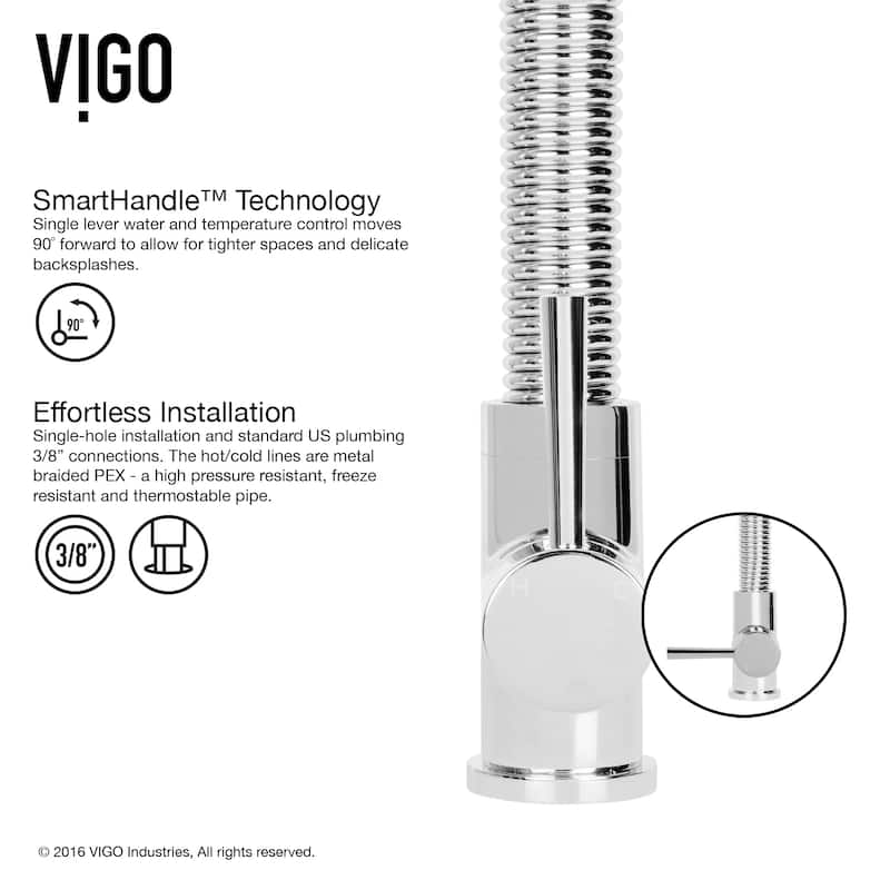 VIGO Edison 19" H Single Handle Pull-Down Sprayer Kitchen Faucet
