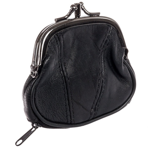 Shop Marshal Womens Leather Kiss Lock Coin Purse (Black) - Black - Free Shipping On Orders Over ...