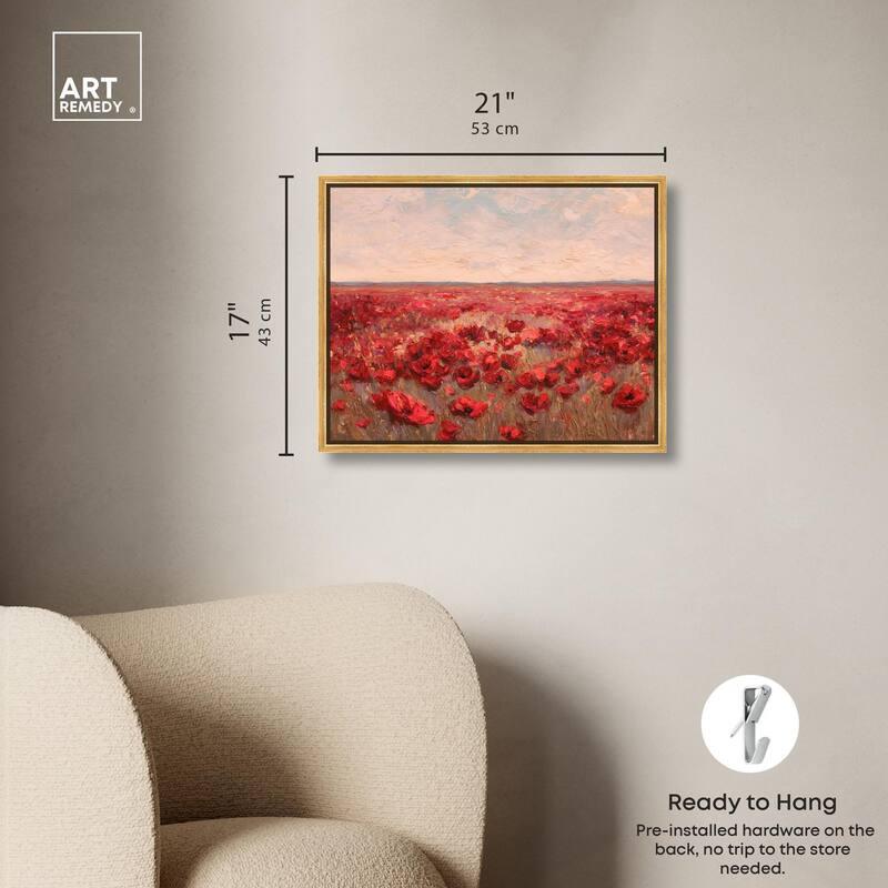 Sea of Red Poppies I Canvas by Art Remedy