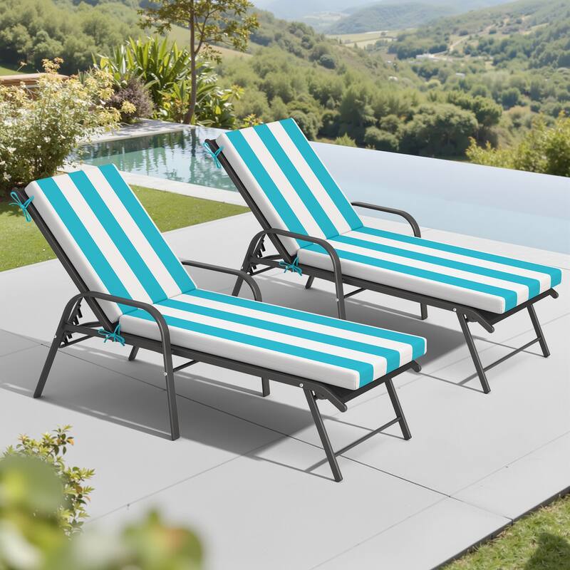 Pellebant Outdoor Adjustable Patio Chaise Lounge Chairs with Cushions