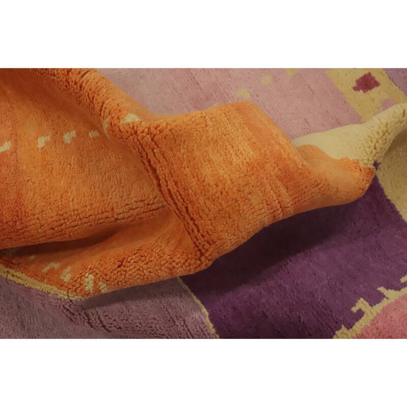 Geometric Gabbeh Vegetable Dye Area Rug Handmade Wool Carpet - 12' 9'' X 9' 0''