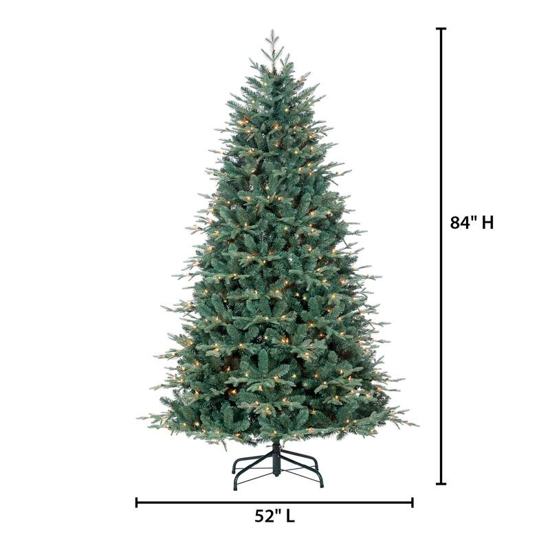 7 Foot Pre Lit Natural Cut Blue Spruce with 400 UL Clear Lights - N/A