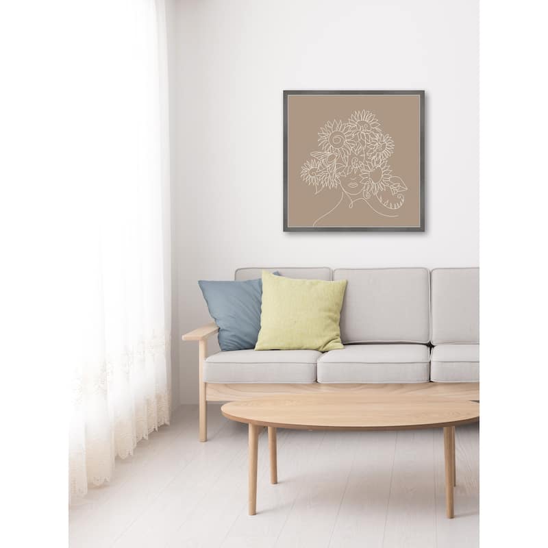'Sunflower Outline' Framed Painting Print
