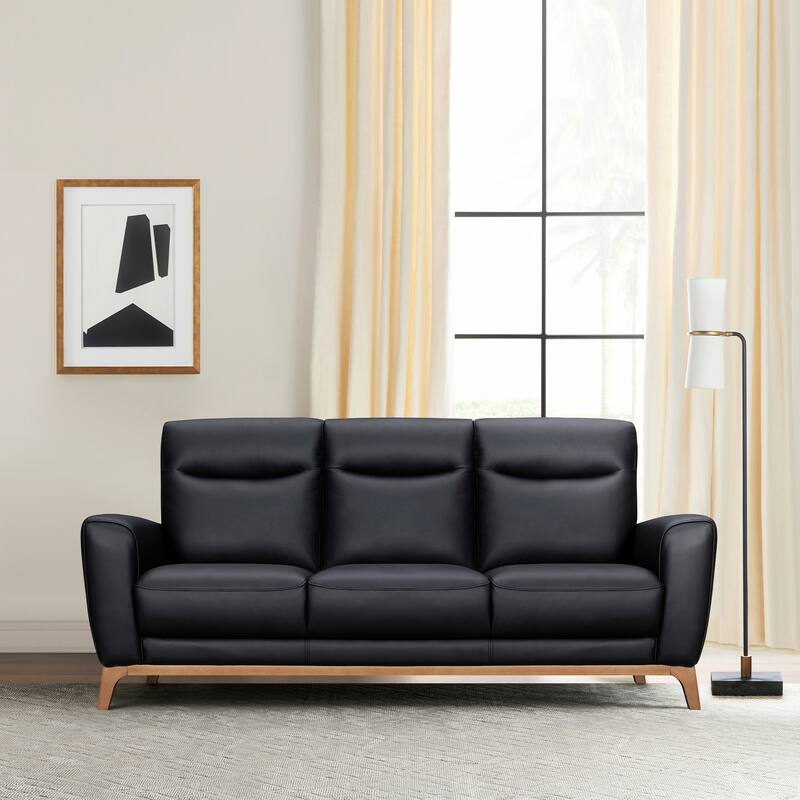 Greyson 83" Black or Dove Gray Leather Sofa by Armen Living