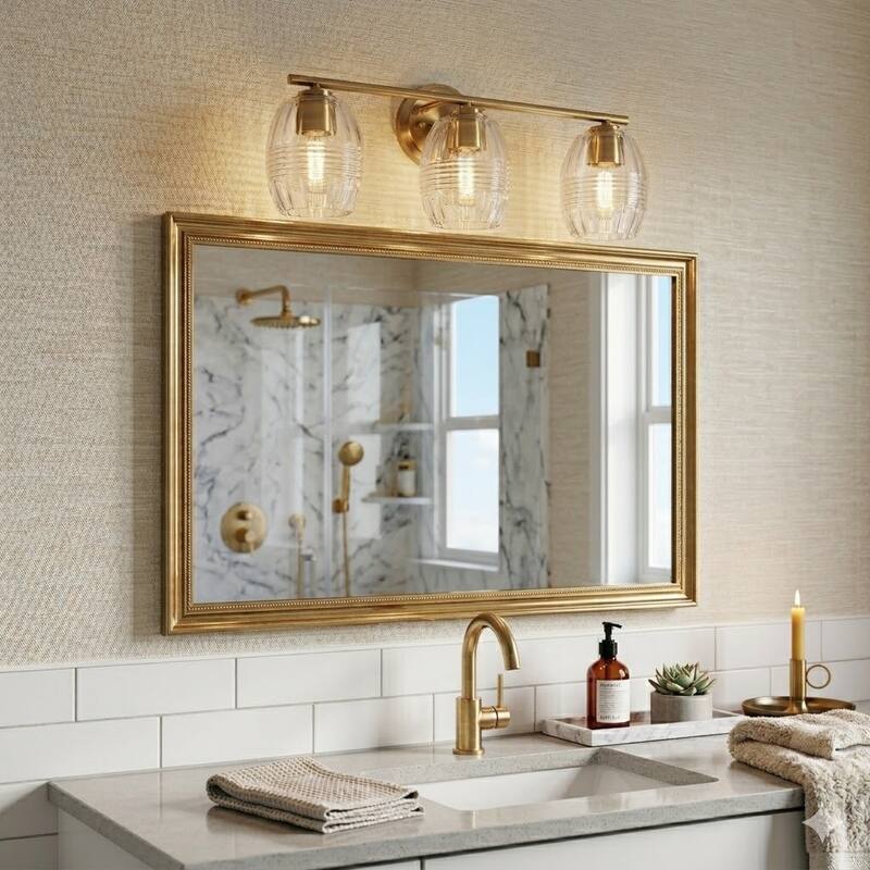 Lunix Three-Light Bathroom Vanity Fixture with Clear Glass Shades