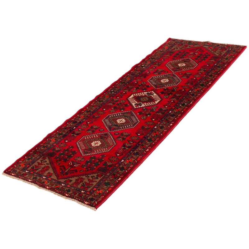 ECARPETGALLERY Hand-knotted Andelz Red Wool Rug - 3'4 x 9'4