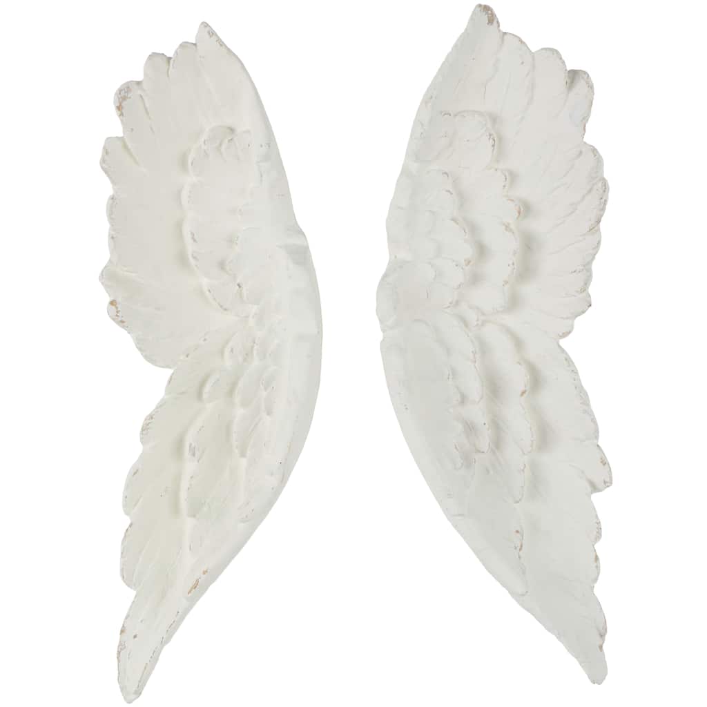 Magnesium Oxide Bird Carved Wings Home Wall Decor - Set of 2 White - Roche River Decor