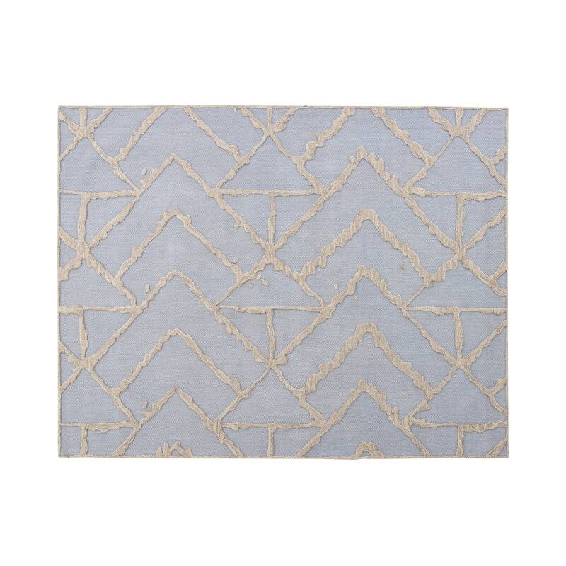 Handmade Athens Collection Blue/Beige Wool Area Rug
