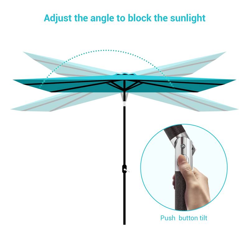 LIVOOSUN LED 10 x 6.5Ft Patio Table Umbrellas Outdoor Market Umbrella with Aluminium/Steel Pole, UV-Resistant Canopy
