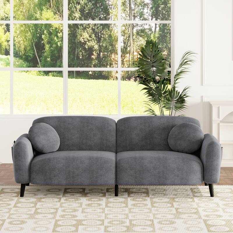83.9" Chenille Sofa with Storage Pockets, 2-3 Seat Couch for Apartment or Living Room