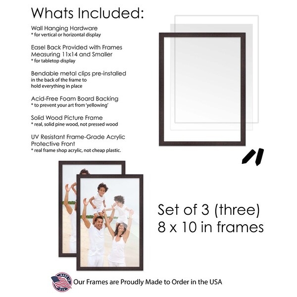 8x10 Rustic Brown Picture Frame Set Pack of 3 8x10 Wood Picture