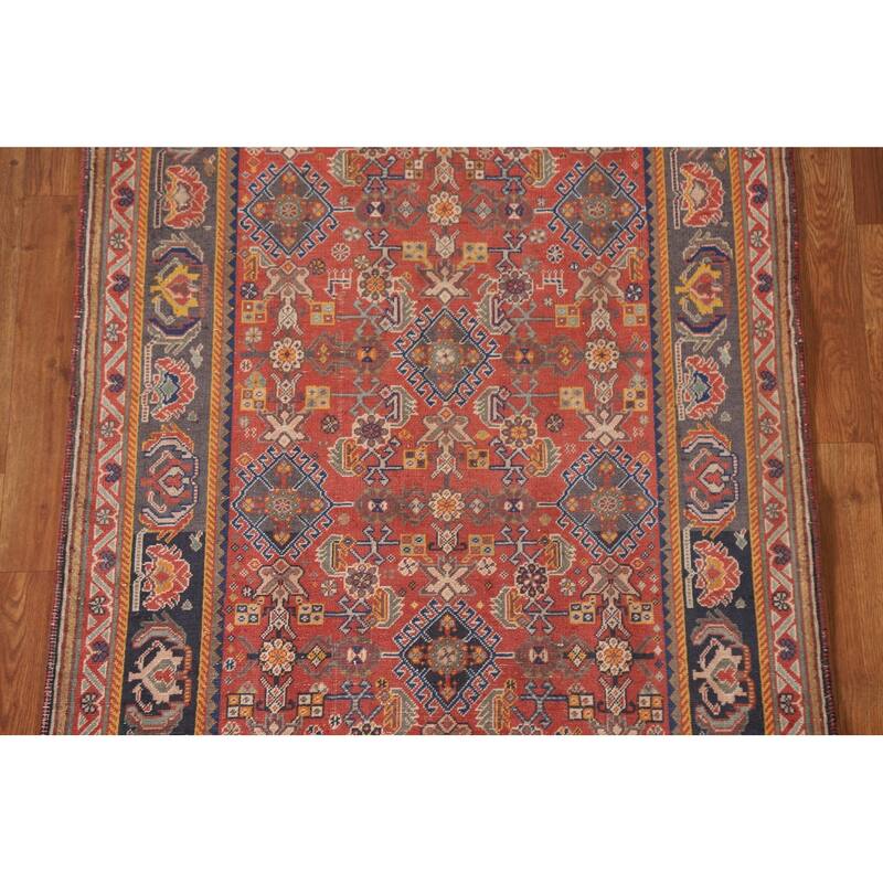 Vegetable Dye Shiraz Kashkoli Persian Antique Rug Handmade Wool Carpet - 3'5"x 5'0"