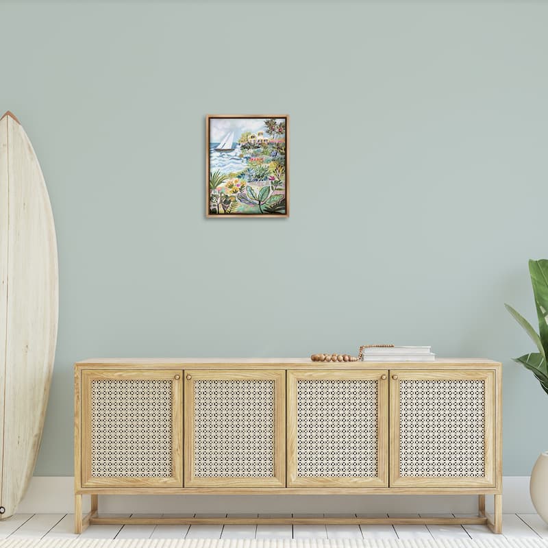 Stupell Abstract Nautical Scene Framed Floater Canvas Wall Art Design by Karen Fields
