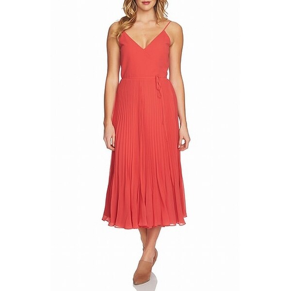 pleated midi wrap dress