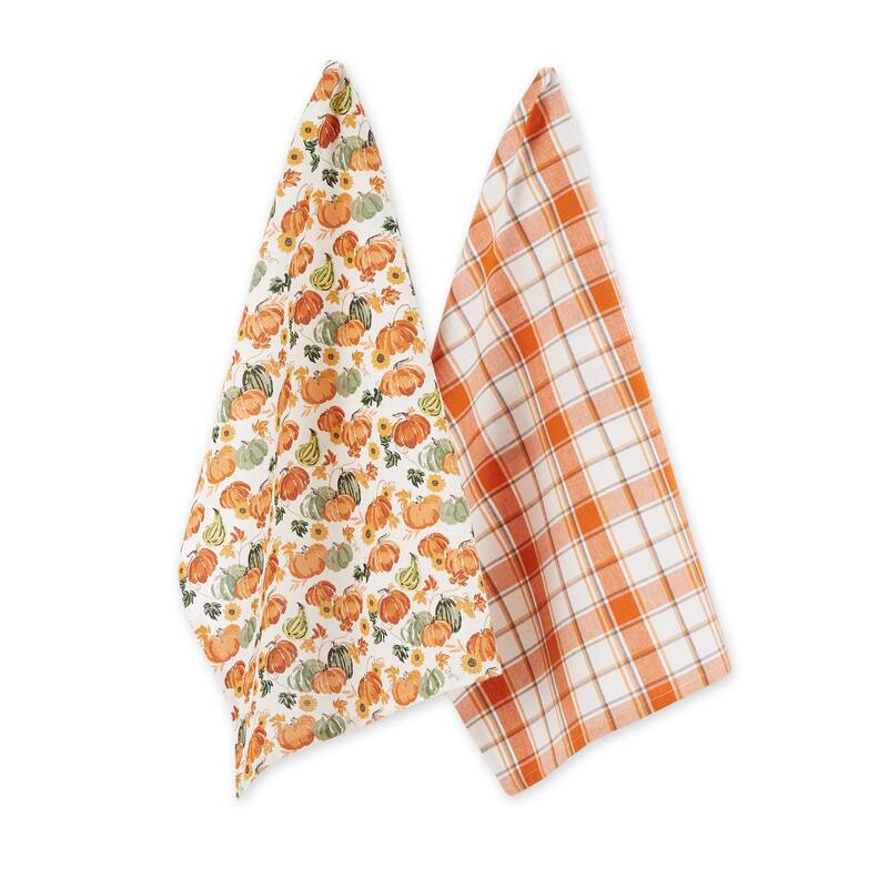 Autumn Pumpkins Printed Dishtowel (Set of 2)