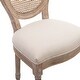 preview thumbnail 8 of 7, French Dining Chair with Natural Rubber Legs, Upholstered Fabrice and Rattan Back,Beige (Set of 2)
