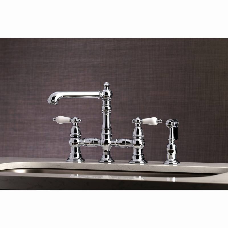 Kingston Brass English Country Bridge Kitchen Faucet with Sprayer
